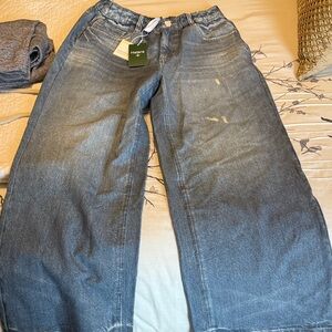 Halara denim print French terry casual sweatpants jeans with side pockets. NWT